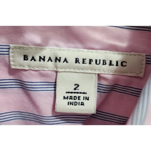 Banana Republic Women's 3/4 Sleeve Button Up Top Button Back Pink Striped Size 2 - Picture 7 of 13